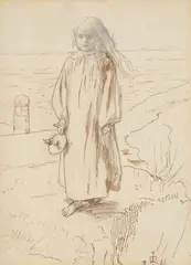 Study of a girl by the sea; portrait study of effie by John Everett Millais, Pencil, pen and ink, offered Jun 2026