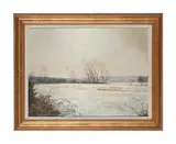 An estuary, winter by Cavendish Morton, 1986, oil, offered Jun 2026