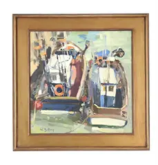 Boats at whitstable by Nick Botting, Oil on canvas, offered May 2026