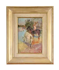 The watering place by Walter Bayes, Oil on board, offered May 2026