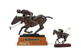Bronze polo trophy 'glory at the goal', together with another trophy by Sherry Wolfenbarger Cagan, BRONZE, offered May 2026