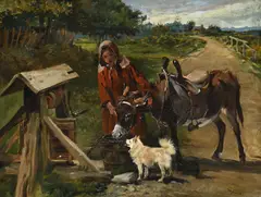 Girl with a donkey by John Emms, Oil on canvas, offered Apr 2026