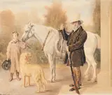 A huntsman with a pony and groom by William Henry Hunt, Watercolour, offered Apr 2026