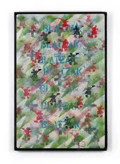 'blatzak (mickey mouse)'; 1966 by Jeff Keen, Mixed media on Masonite, offered Apr 2026