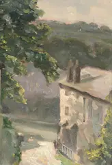 On the edge of the village by Théodore Roussel, Oil on board, offered Mar 2026