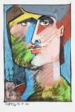 Head of a man by Geoffrey Key, Mixed media on paper, offered Mar 2026