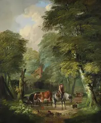 A boy on a pony with cattle in a ford by William Shayer, Oil on canvas, offered Feb 2026