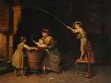 The young angler by Luigi Scaffai, Oil on canvas, offered Feb 2026
