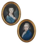 Portrait of a gentleman and lady by James Gabriel Huquier, Pastel, oval, a pair Both signed, offered Feb 2026