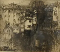 Ponte Vecchio, Florence by E. Hedley Fitton, pencil, offered Jul 2026