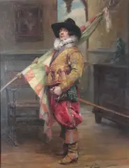 The standard Bearer by Alex de Andreis, oil on canvas, sold Jul 2026
