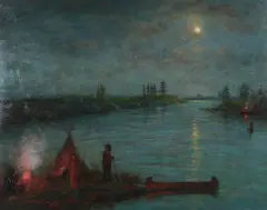 Moonlight Rendezvous by G. A. Meagher, oil on board, sold Jul 2026