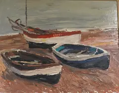 Three Boats, Southwold by Henry Clarence Whaite, oil, sold Jun 2026