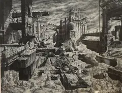 La Ville Volante by Gérard Trignac, pencil, sold Jun 2026