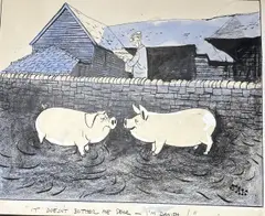 It doesn by Raymond Jackson 'Jak', ink and wash, offered Jun 2026