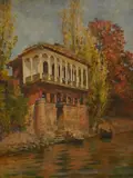Abi Guzar, Srinagar by Leila K Williamson, oil on canvas, sold Jun 2026