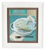Deux Poissons by Sue Arnold, oil on paper, sold Jun 2026