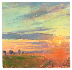 Sussex Sunset near Petworth by Andrew Gifford, oil on panel, sold Jun 2026