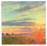 Sussex Sunset near Petworth by Andrew Gifford, oil on panel, sold Jun 2026