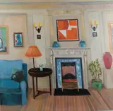 Interior with Sandra Blow, Eileen Agar & Woman (anon) by Lottie Cole, oil on canvas, sold Jun 2026
