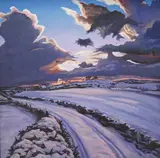 Snowfields over Penmyndd 2 by Peter Winstanley, 2005, oil on linen, sold Jun 2026