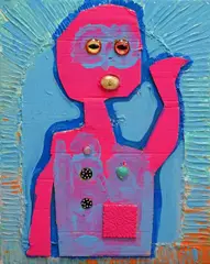 Untitled by Artist Dotty, mixed media and appliqué on canvas, offered Jun 2026