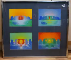 Stonehenge views, each signed, a set of four gouaches, mounted and framed as one, each 17 x 22cm by Philip Dunn, watercolor, sold Jun 2026