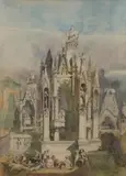 Figures before gothic ruins by Alfred-Charles Conrade, 1933, ink, sold Jun 2026
