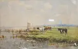 A Dutch landscape with cattle by Cornelis Westerbeek Jnr, watercolour, sold Jun 2026