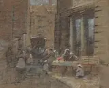 Brittany Market by Leonard Richmond, pastel, offered Jun 2026