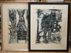 Encounter with Three Ghosts by Bruce Onobrakpeya, 1970, pencil, sold Jun 2026