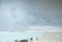 Beach by John Lawrence, oil on board, sold May 2026