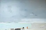 Beach by John Lawrence, oil on board, sold May 2026