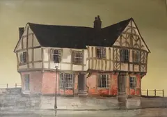 Tudor house by Deborah Jones, oil on board, sold May 2026