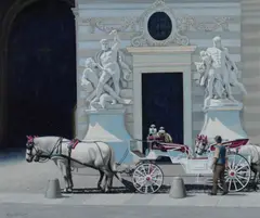 Waiting in Vienna by Roy Miller, oil on canvas, offered May 2026
