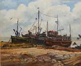 ‘Hastings Fishing Boats by Keith Burtenshaw, oil on card, sold May 2026