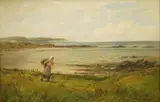 Coastal view with figure by Tom Seymour, oil on canvas, sold May 2026
