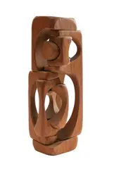 An abstract mahogany sculpture by Brian Willsher, 1989, pencil, sold Mar 2026