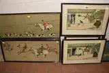 published 1907/8, approximate sizes 28cm x 70cm, by Five Framed Dorothy Hardy Hunting Prints, pencil, sold May 2026