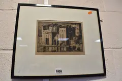 Old houses on the tiber by Frank Brangwyn, etching, sold Mar 2026