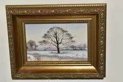 Autumn near framlington, suffolk by James  Allen, oil on board, sold Mar 2026