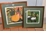 Cockerel and tulips by Frans Wesselman, etching, sold Mar 2026
