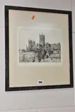 Lincoln cathedral by Margaret M Rudge, etching, sold Mar 2026