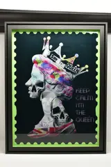 God save the queen by Dan Pearce, mixed media on board, sold Feb 2026