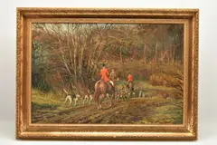 Hunt and hounds by Neil Cawthorne, oil on canvas, sold Feb 2026