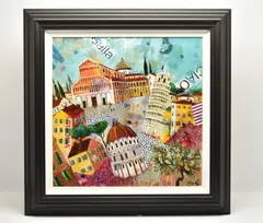 Pisa by Richard Burel, mixed media on canvas, sold Feb 2026