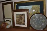 comprising an early 20th century cottage garden scene, approximate by Five Needlework Pictures Etc, oil, sold Feb 2026