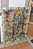 An untitled action painting by M Jones, oil on canvas, sold Feb 2026