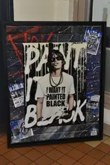 Paint it black by Mr Sly, mixed media on wood, sold Jan 2026