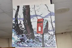 Snowy post box by Timmy Mallett, print, sold Jan 2026